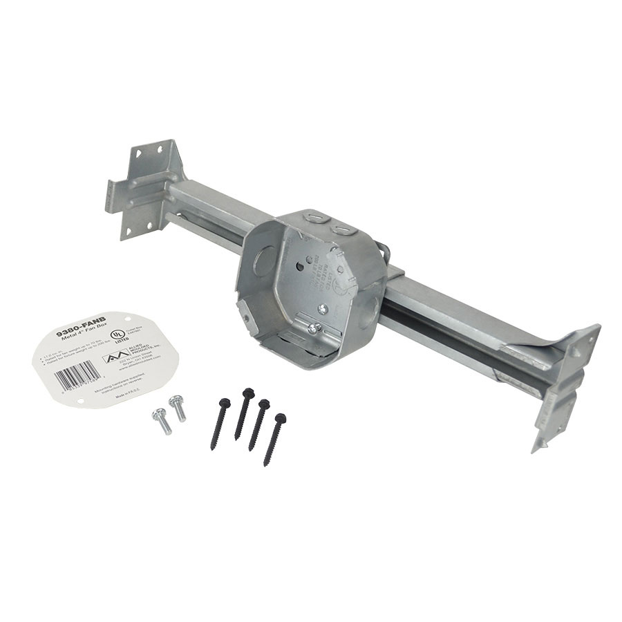 9380-FANB Octagonal steel fanfixture support box with adjustable bar hanger