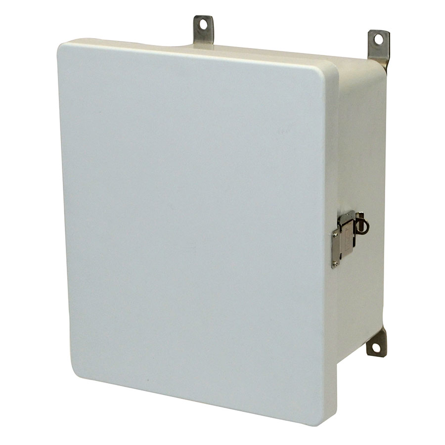 AM1084L Fiberglass enclosure with hinged cover and snap latch