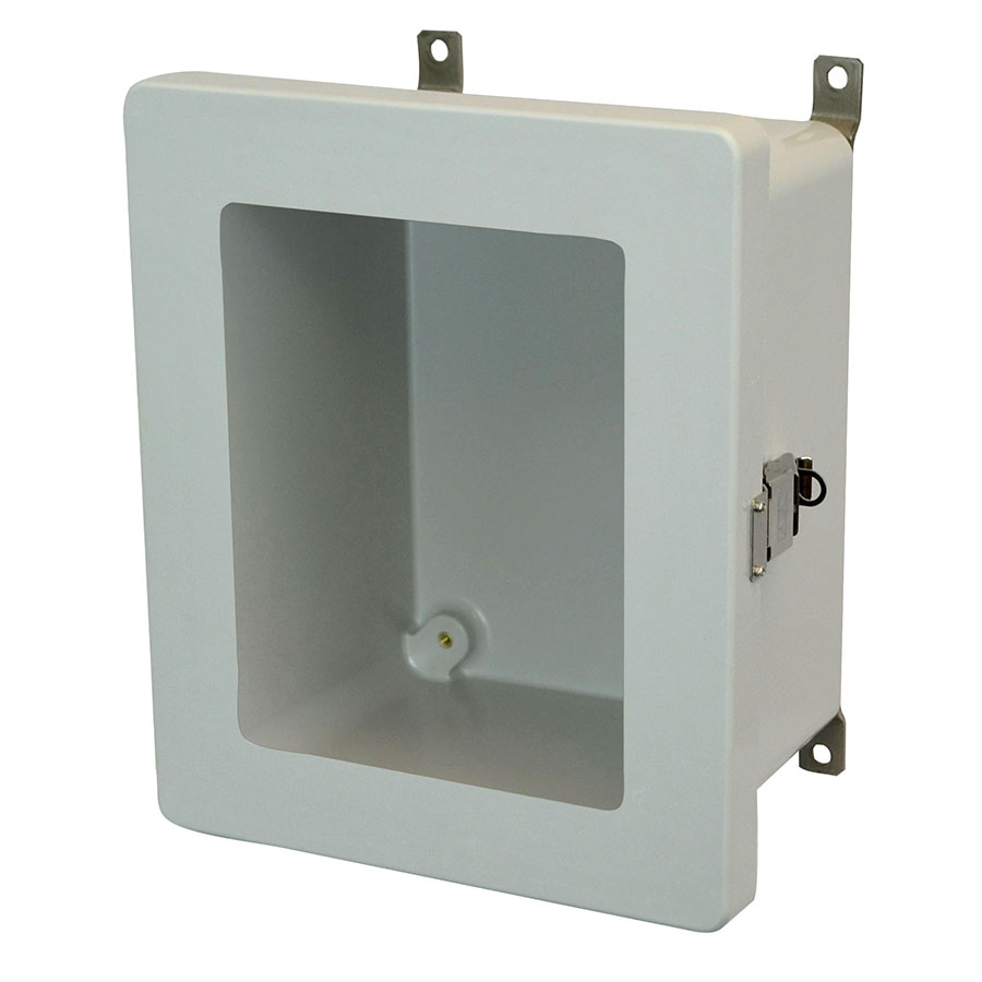 AM1084LW Fiberglass enclosure with hinged window cover and snap latch