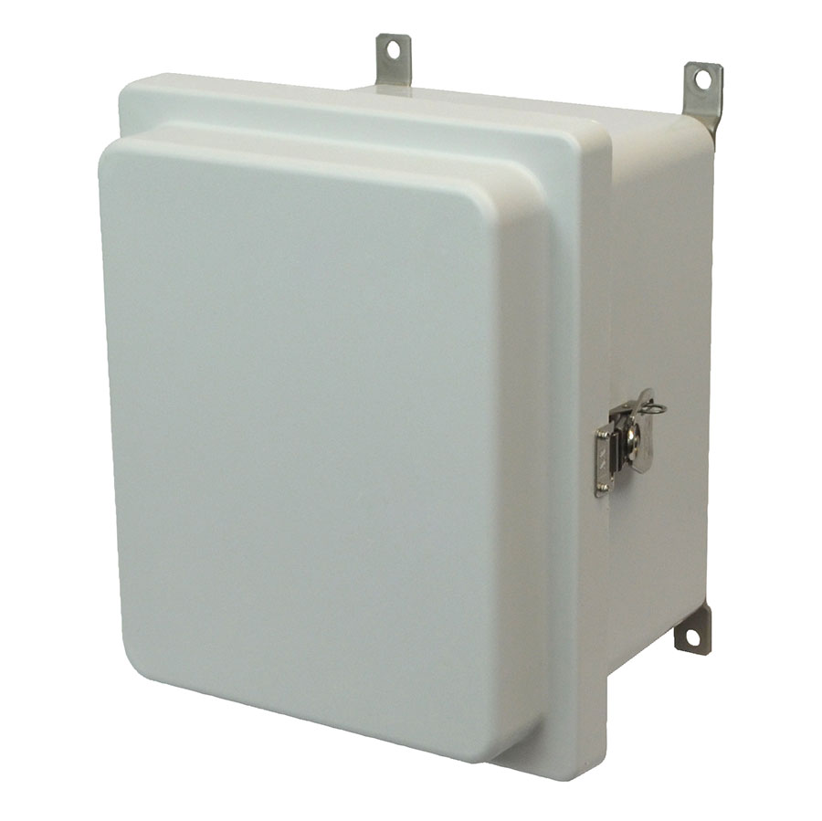 AM1084RT Fiberglass enclosure with raised hinged cover and twist latch