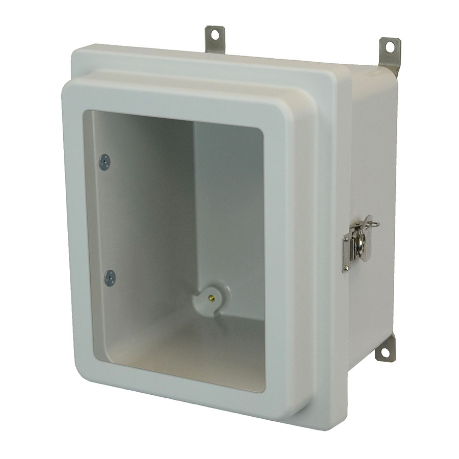 AM1086RTW Fiberglass enclosure with raised hinged window cover and twist latch