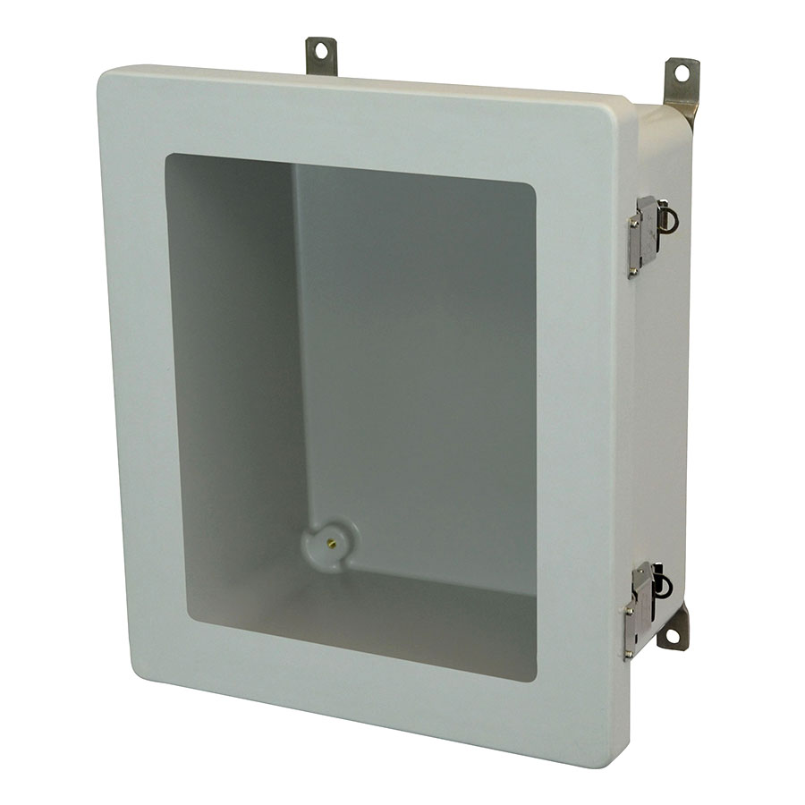 AM1206LW Fiberglass enclosure with hinged window cover and snap latch