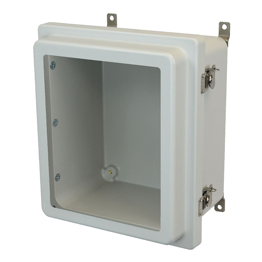 AM1206RTW Fiberglass enclosure with raised hinged window cover and twist latch