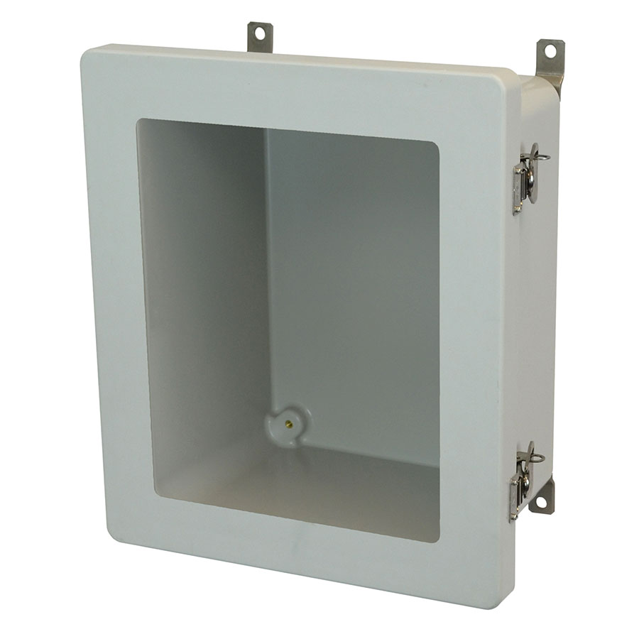 AM1206TW Fiberglass enclosure with hinged window cover and twist latch