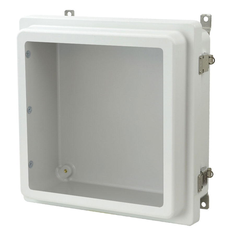 AM1224RLW Fiberglass enclosure with raised hinged window cover and snap latch
