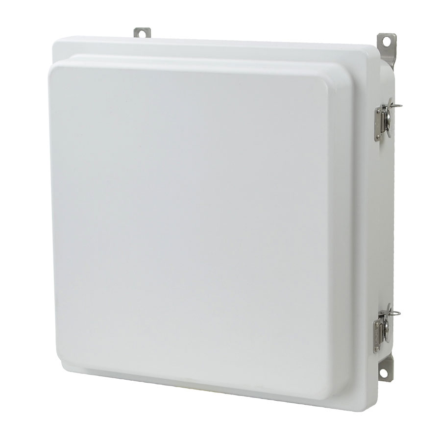 AM1224RT Fiberglass enclosure with raised hinged cover and twist latch