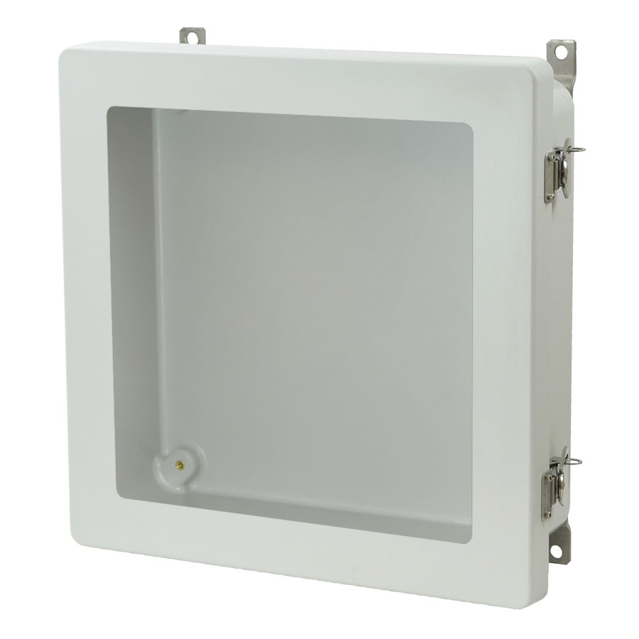AM1224TW Fiberglass enclosure with hinged window cover and twist latch