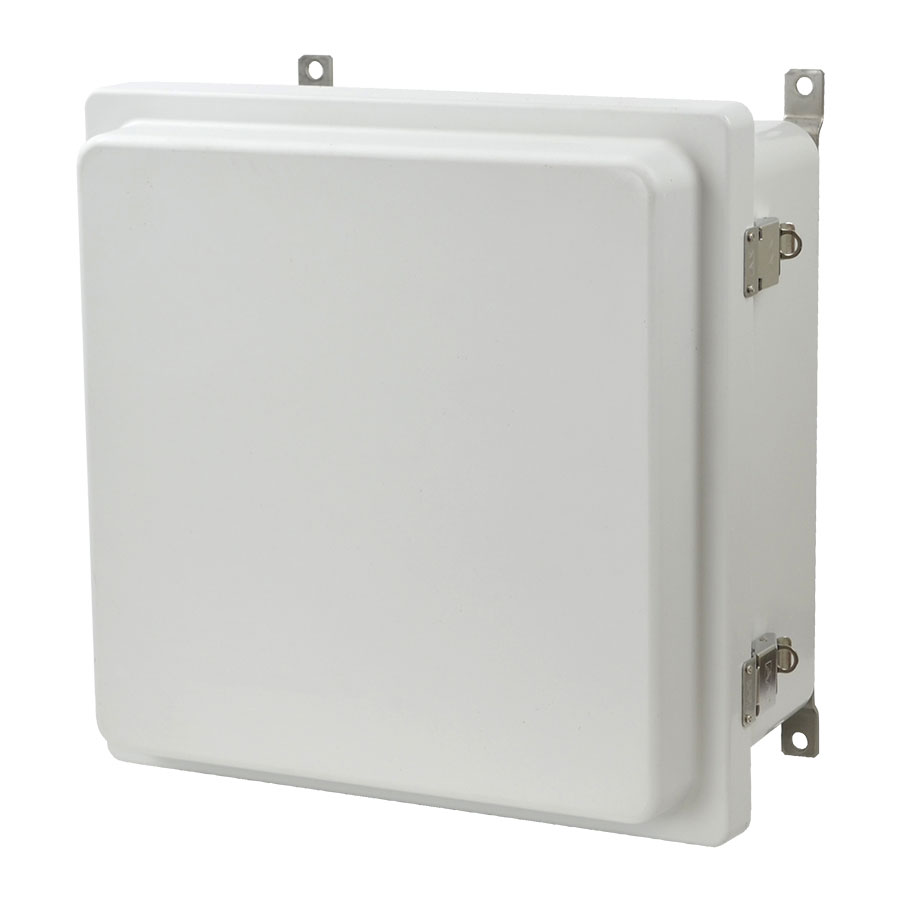 AM1226RL Fiberglass enclosure with raised hinged cover and snap latch