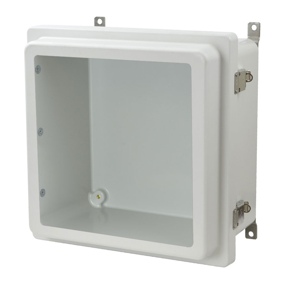 AM1226RLW Fiberglass enclosure with raised hinged window cover and snap latch