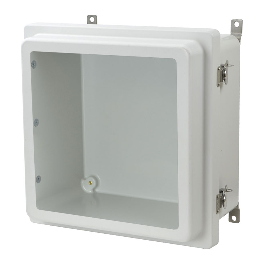 AM1226RTW Fiberglass enclosure with raised hinged window cover and twist latch