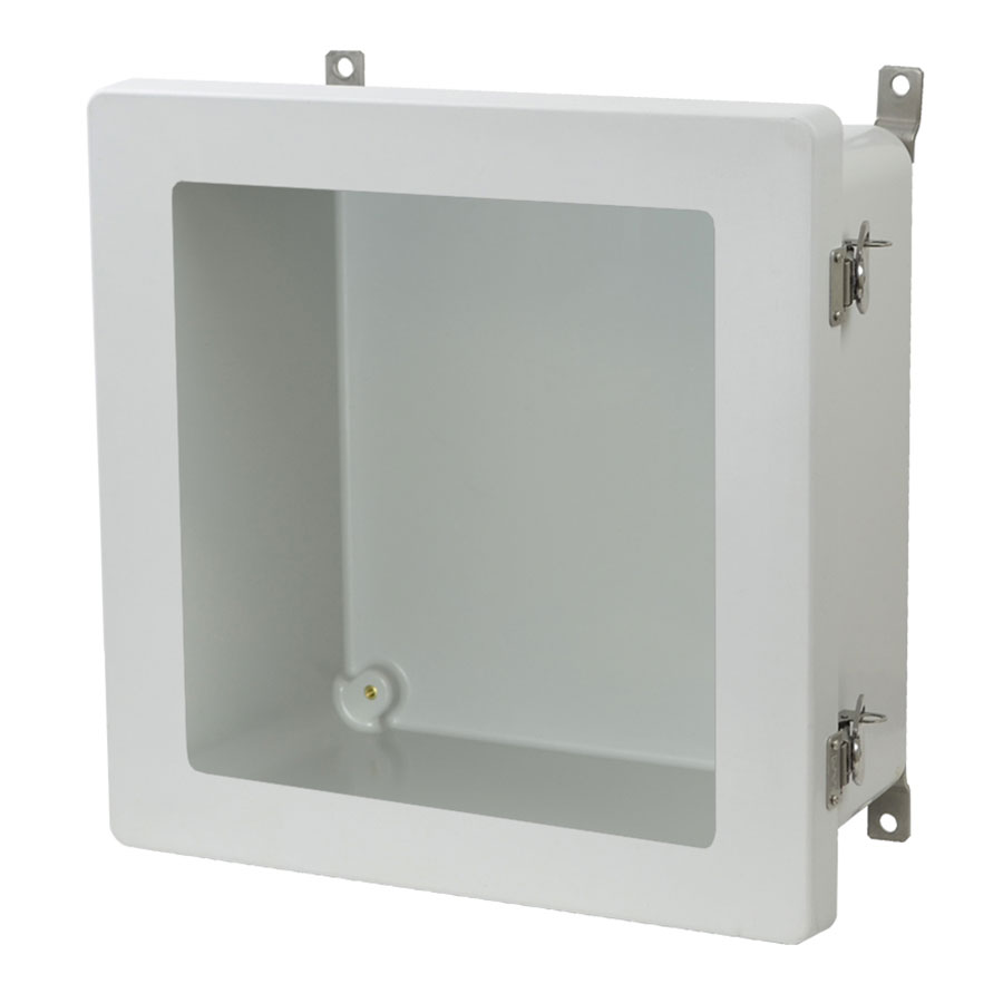 AM1226TW Fiberglass enclosure with hinged window cover and twist latch