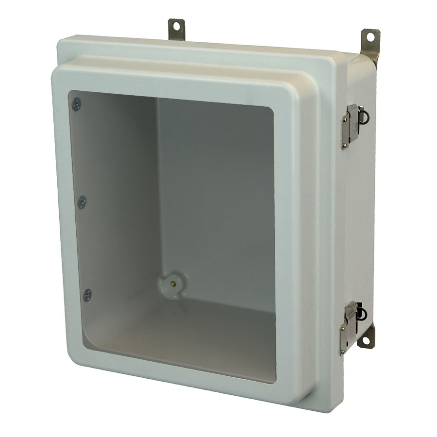 AM1648RLW Fiberglass enclosure with raised hinged window cover and snap latch