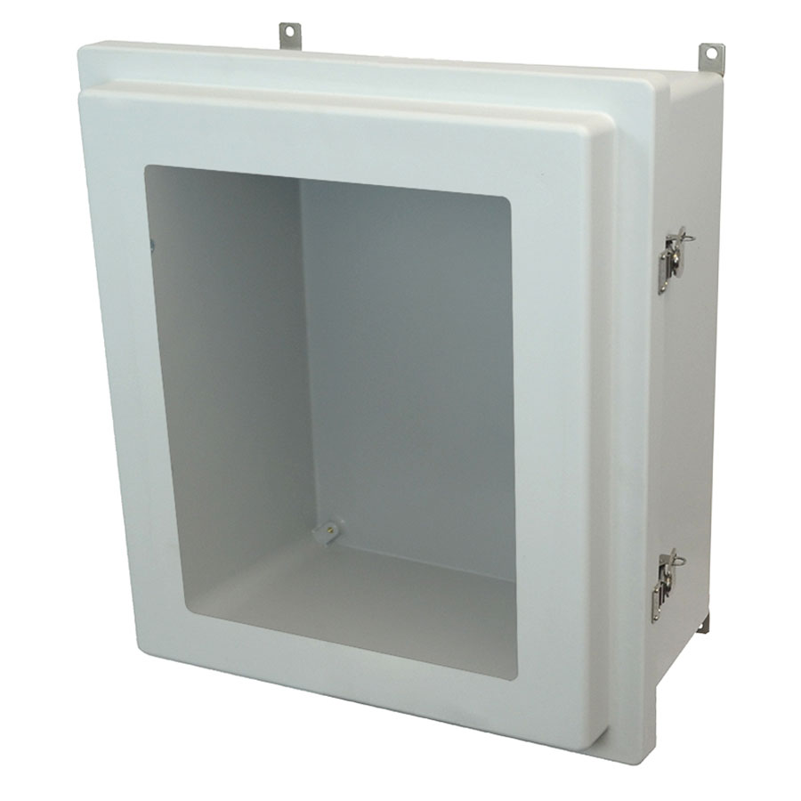 AM1868RTW Fiberglass enclosure with raised hinged window cover and twist latch