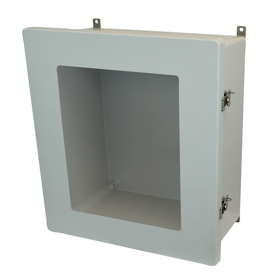 AM1868TW Fiberglass enclosure with hinged window cover and twist latch