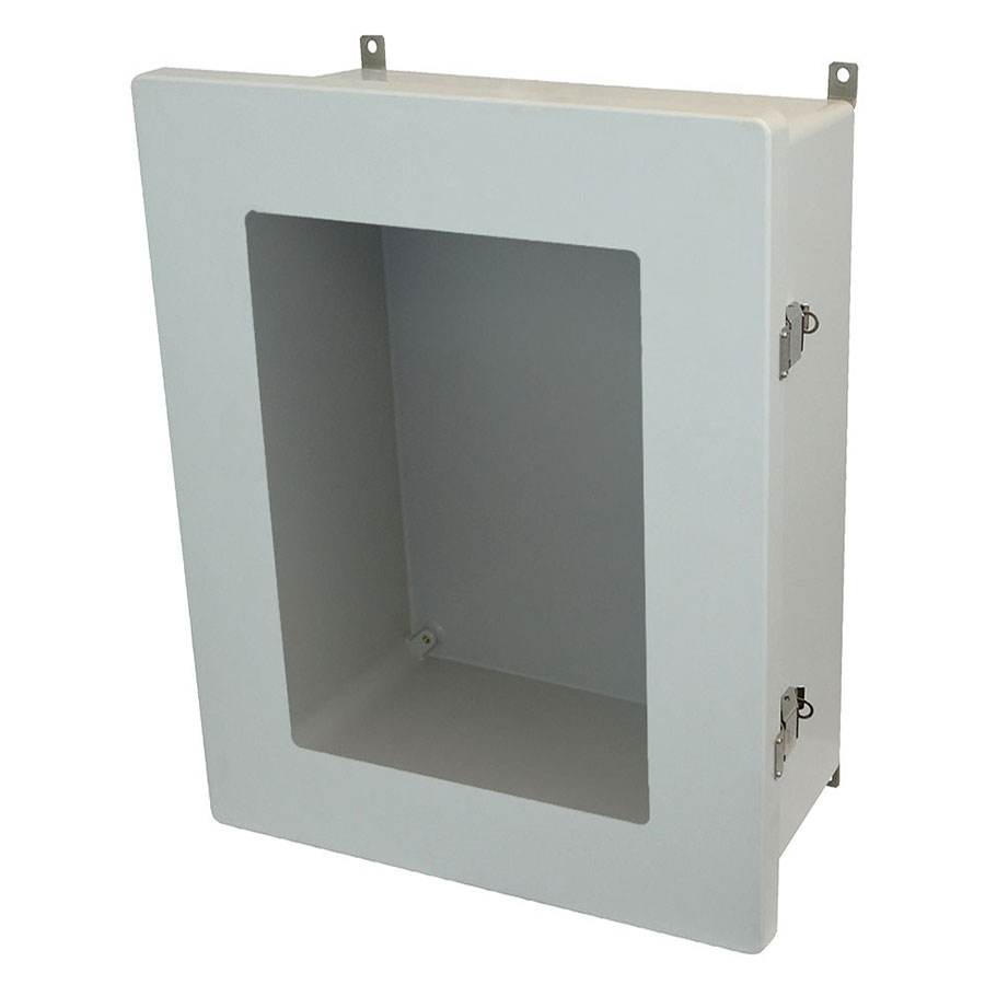 AM2068LW Fiberglass enclosure with hinged window cover and snap latch
