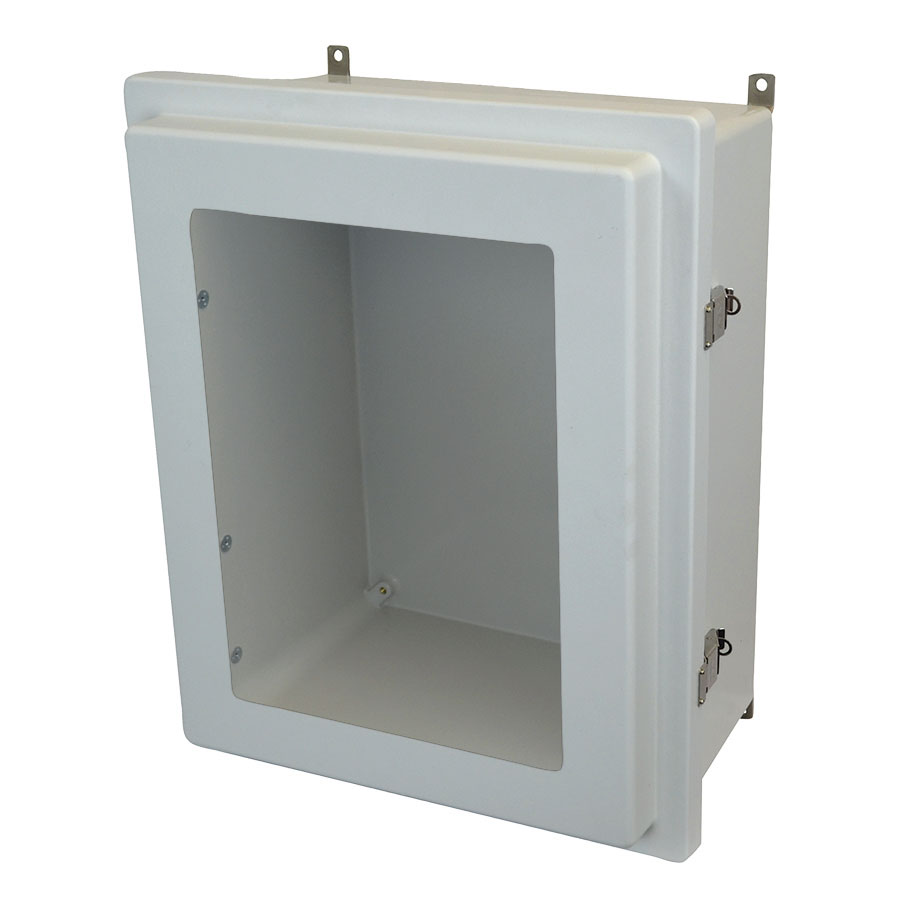 AM2068RLW Fiberglass enclosure with raised hinged window cover and snap latch