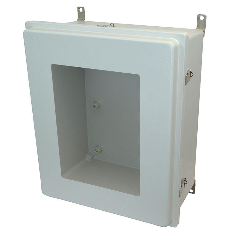 AM24200RLW Fiberglass enclosure with raised hinged window cover and snap latch
