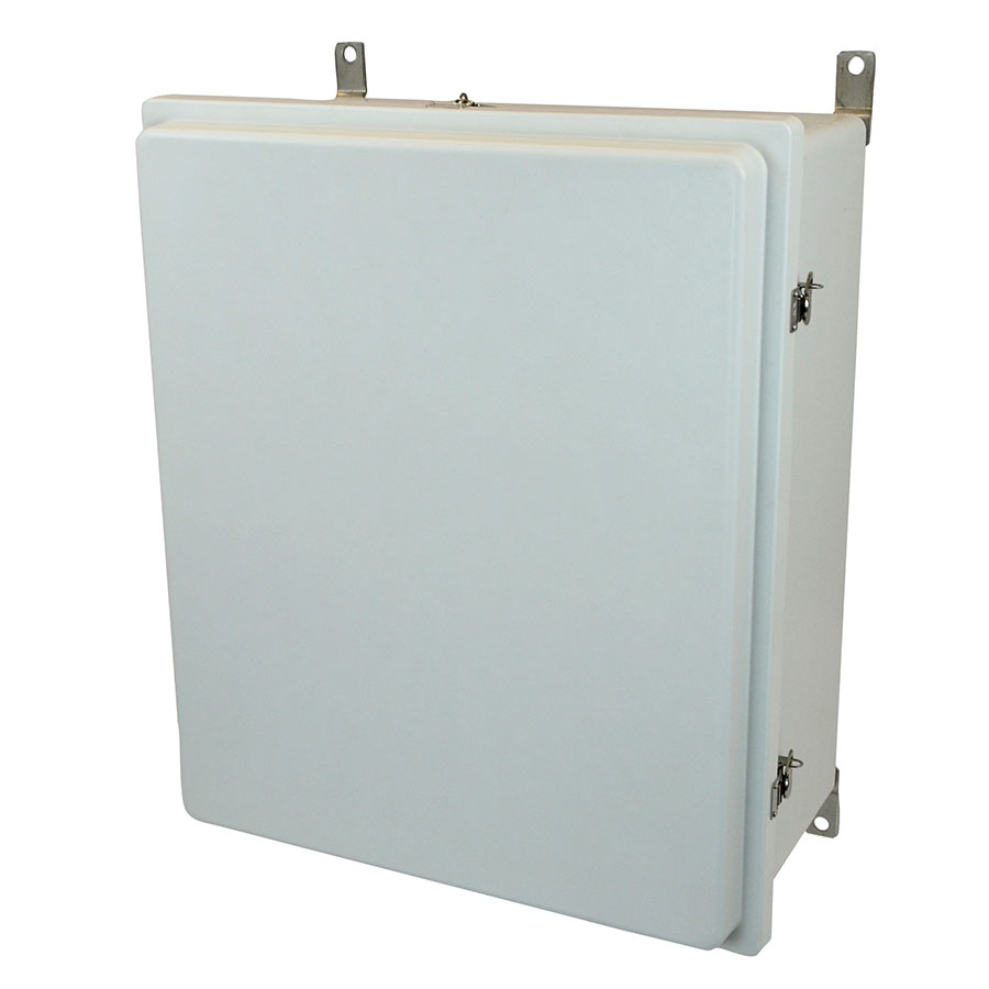 AM24200RT Fiberglass enclosure with raised hinged cover and twist latch