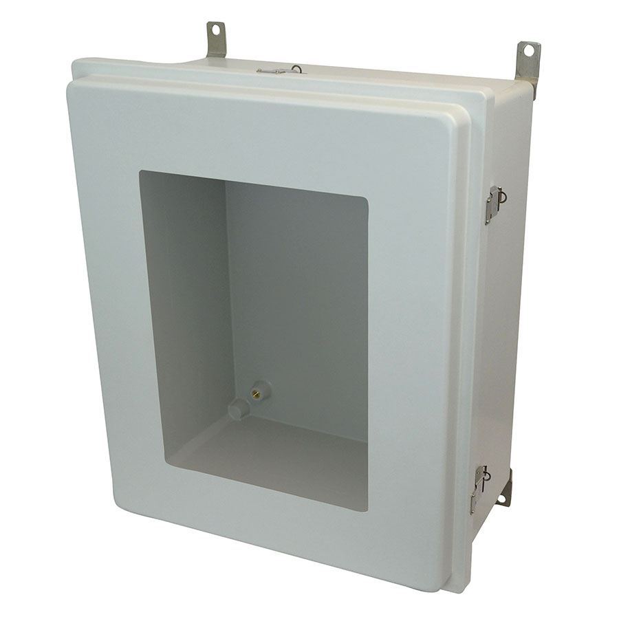 AM24208RLW Fiberglass enclosure with raised hinged window cover and snap latch