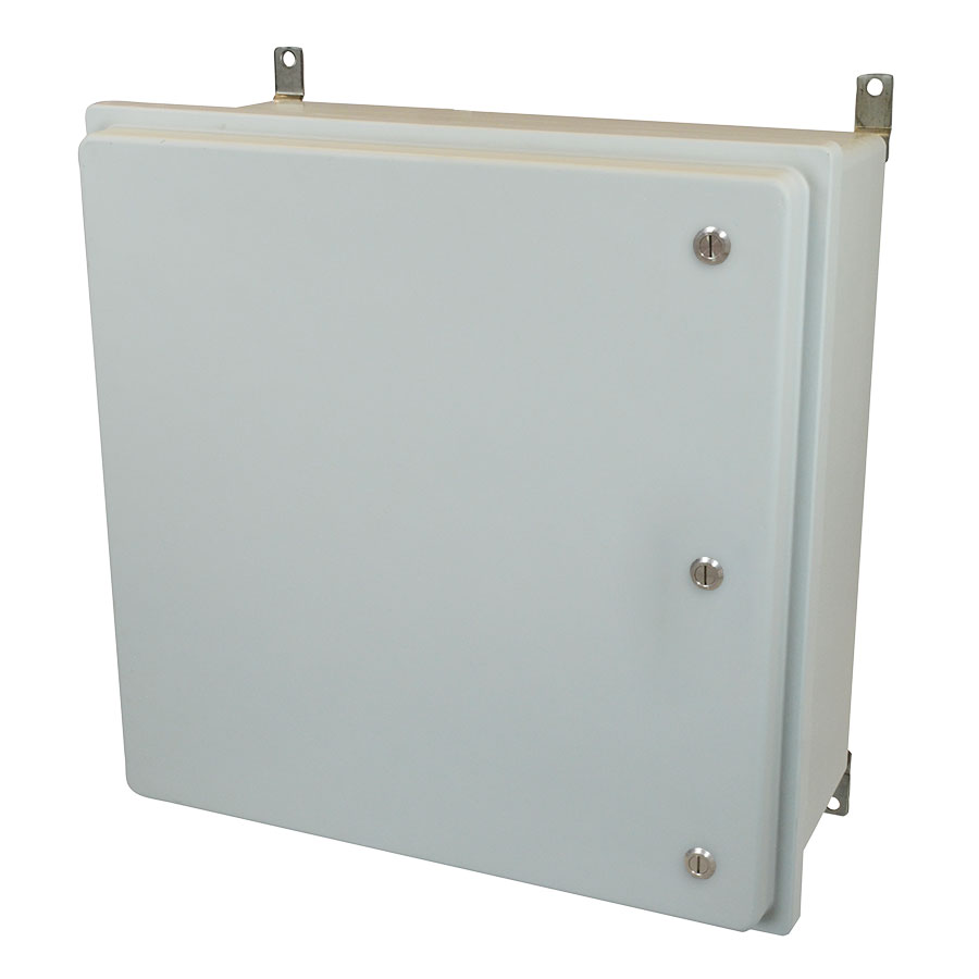 AM24240RQT Fiberglass enclosure with raised hinged cover and quarterturn latch