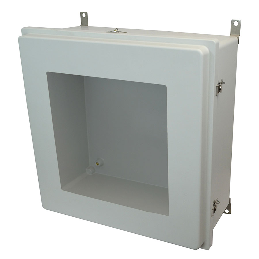 AM24240RTW Fiberglass enclosure with raised hinged window cover and twist latch