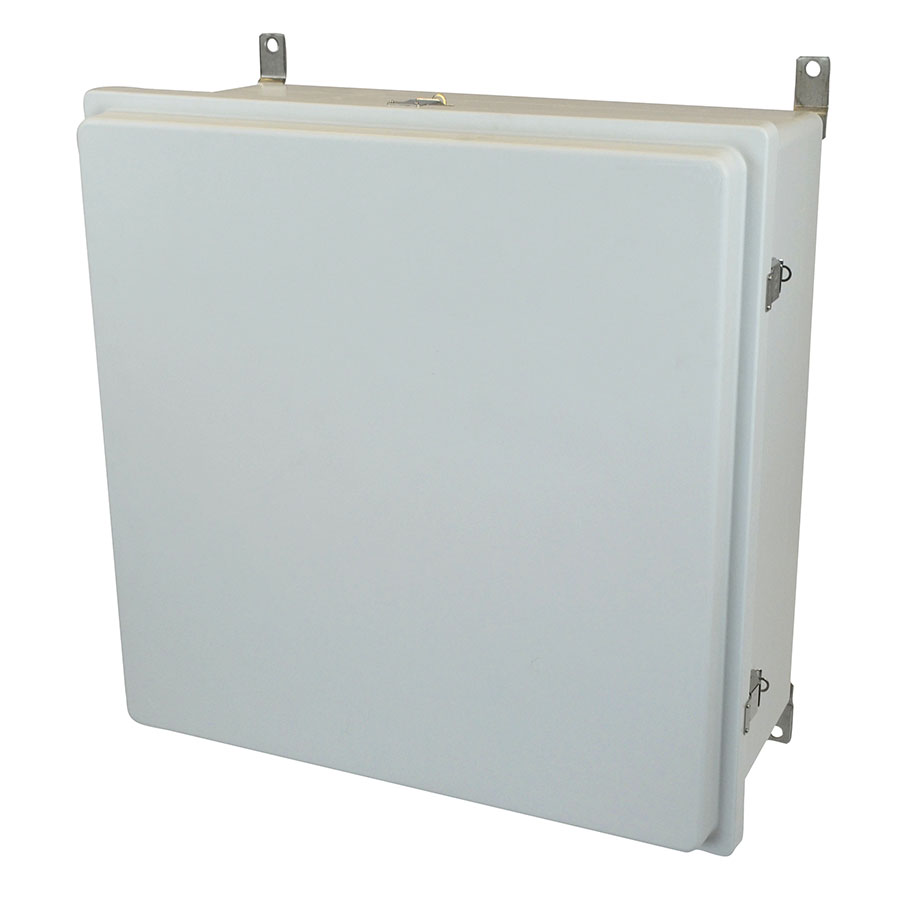 AM24248RL Fiberglass enclosure with raised hinged cover and snap latch