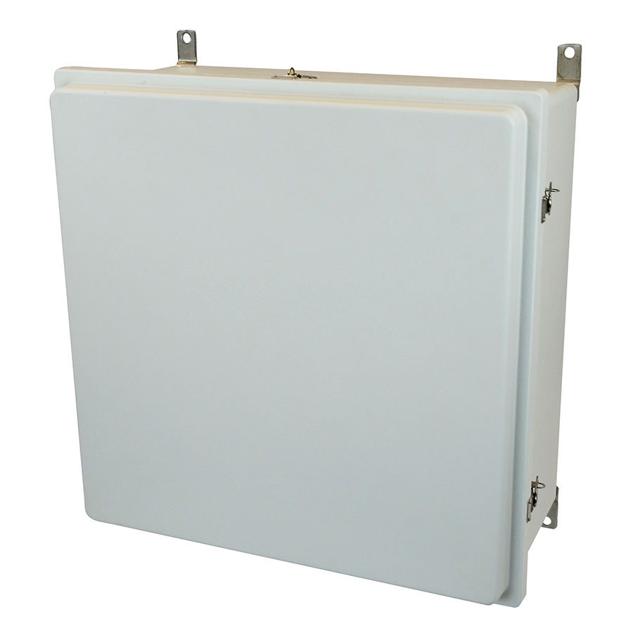 AM24248RT Fiberglass enclosure with raised hinged cover and twist latch