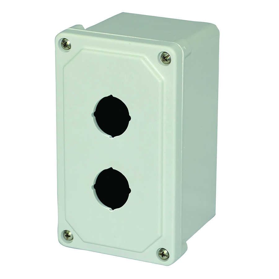 AM2PB Fiberglass small junction box with 4screw liftoff cover and 2 pushbutton holes