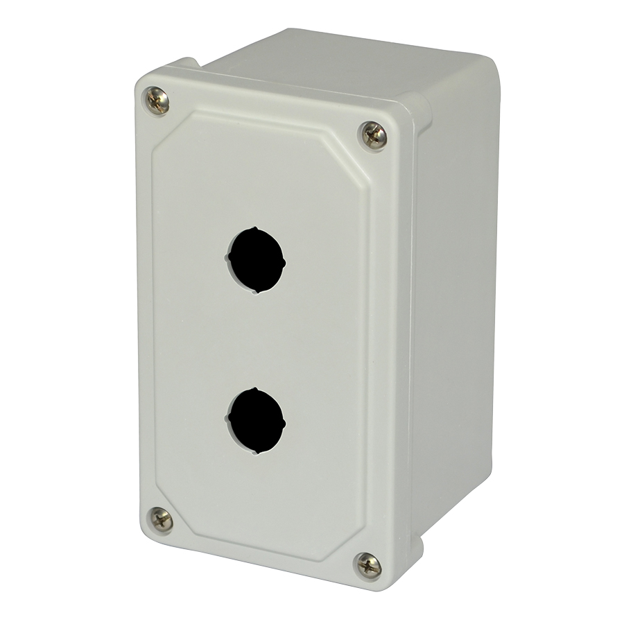 AM2PB22 Fiberglass small junction box with 4screw liftoff cover and 2 225mm pushbutton holes