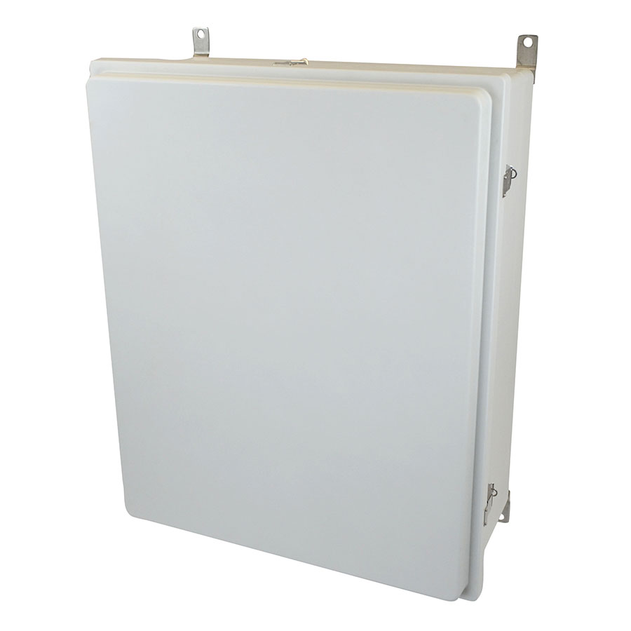 AM30240RL Fiberglass enclosure with raised hinged cover and snap latch