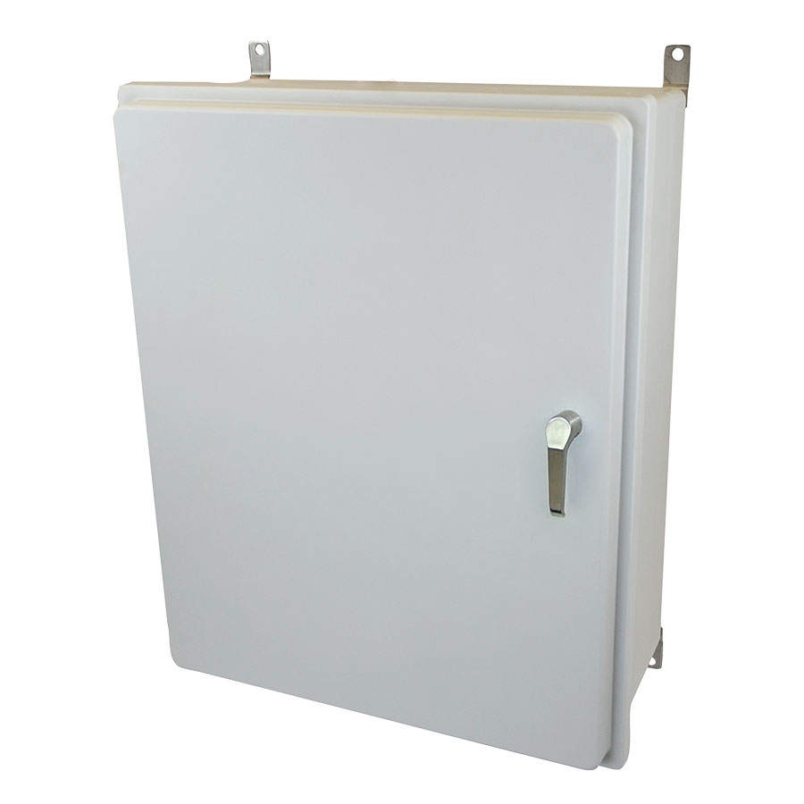 AM30248R3PT Fiberglass enclosure with raised hinged cover and 3point handle