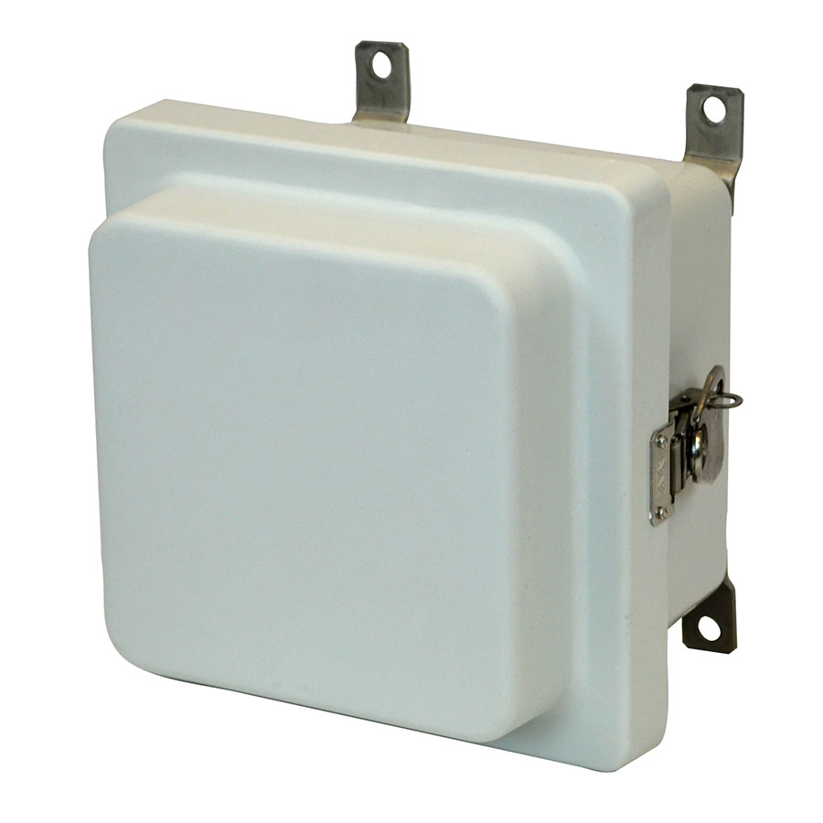AM664RT Fiberglass enclosure with raised hinged cover and twist latch