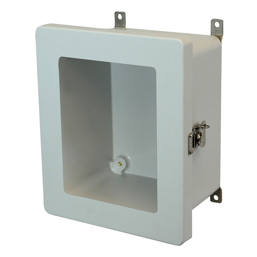 AM864TW Fiberglass enclosure with hinged window cover and twist latch