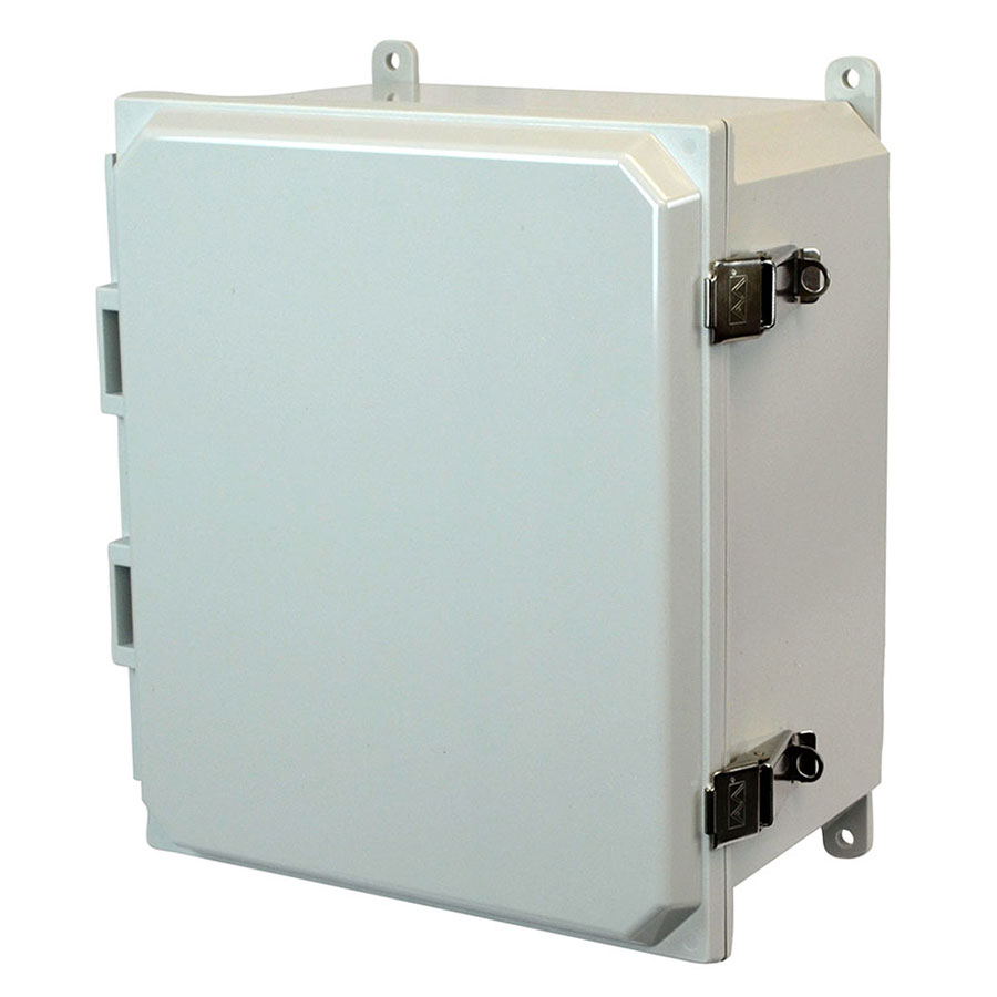 AMP1206L Polycarbonate enclosure with hinged cover and snap latch