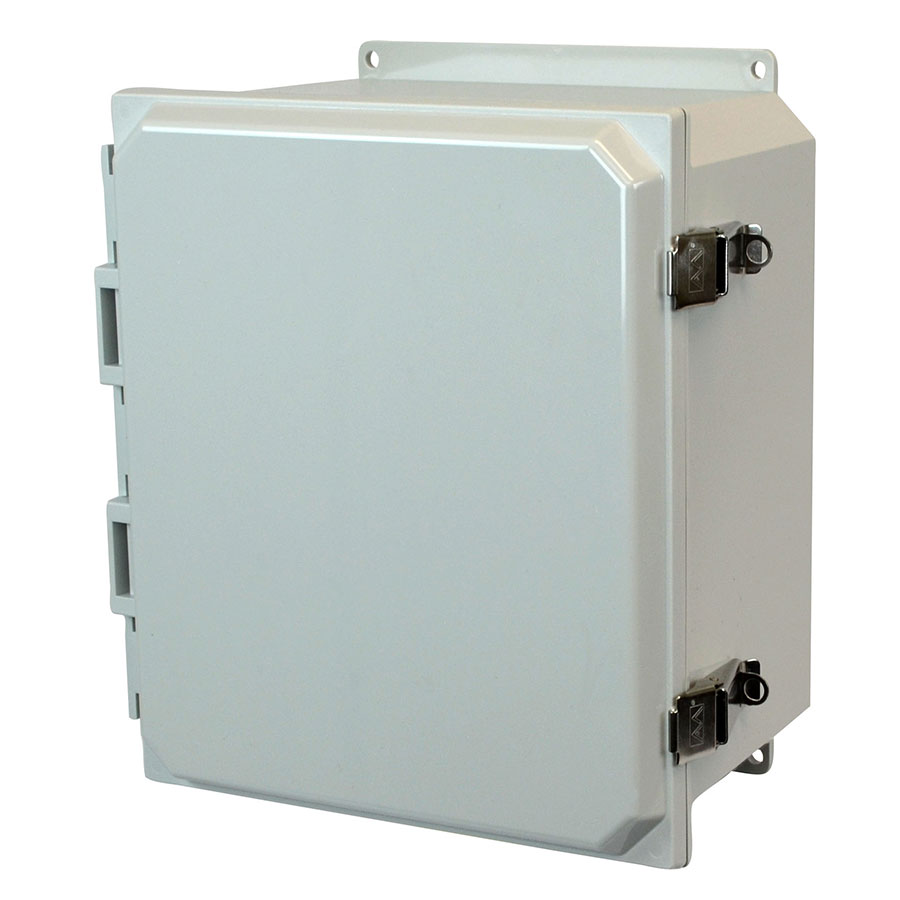 AMP1206LF Polycarbonate enclosure with hinged cover and snap latch