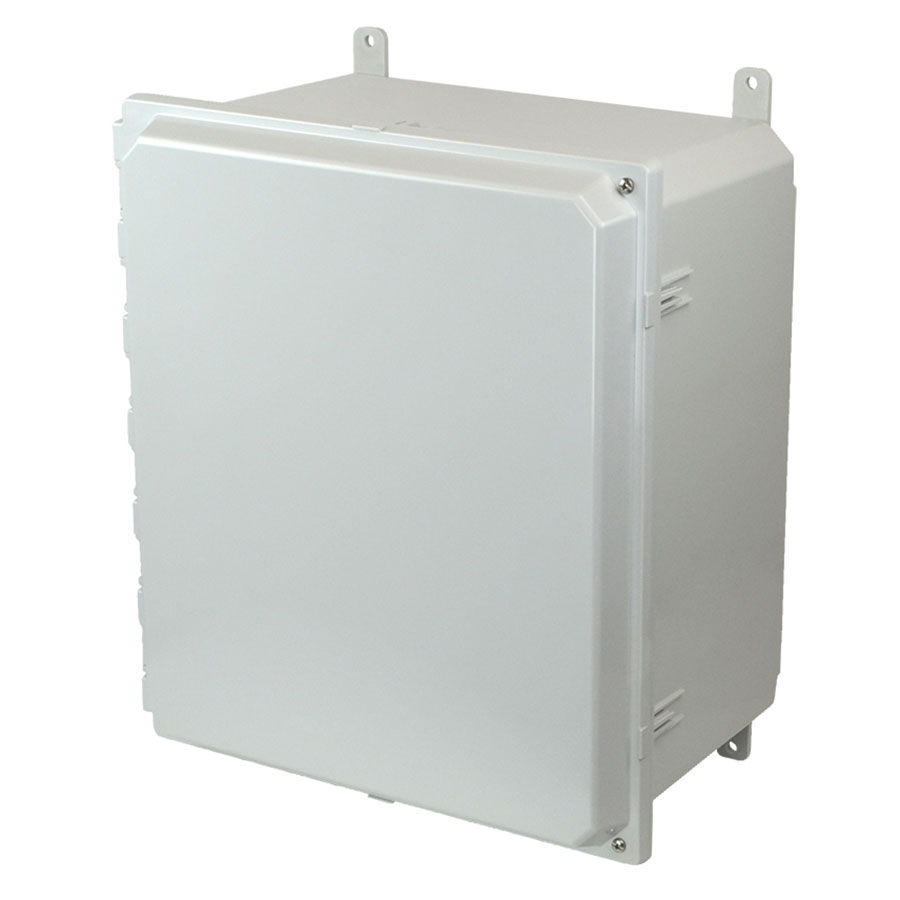 AMP1648H Polycarbonate enclosure with 2screw hinged cover