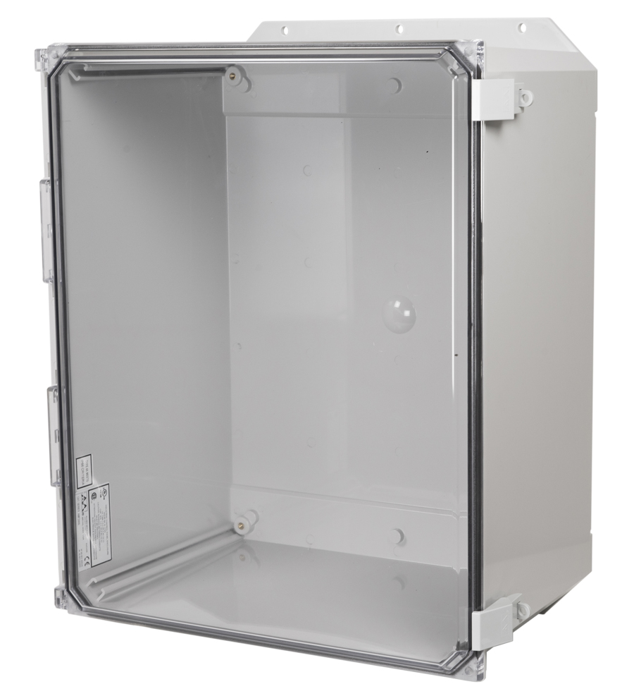AMP2060CCNLF Polycarbonate enclosure with hinged clear cover and nonmetal snap latch