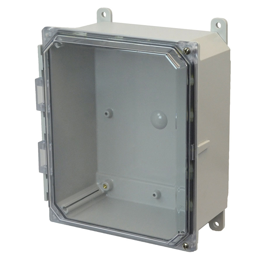 AMP864CCH Polycarbonate enclosure with 2screw hinged clear cover