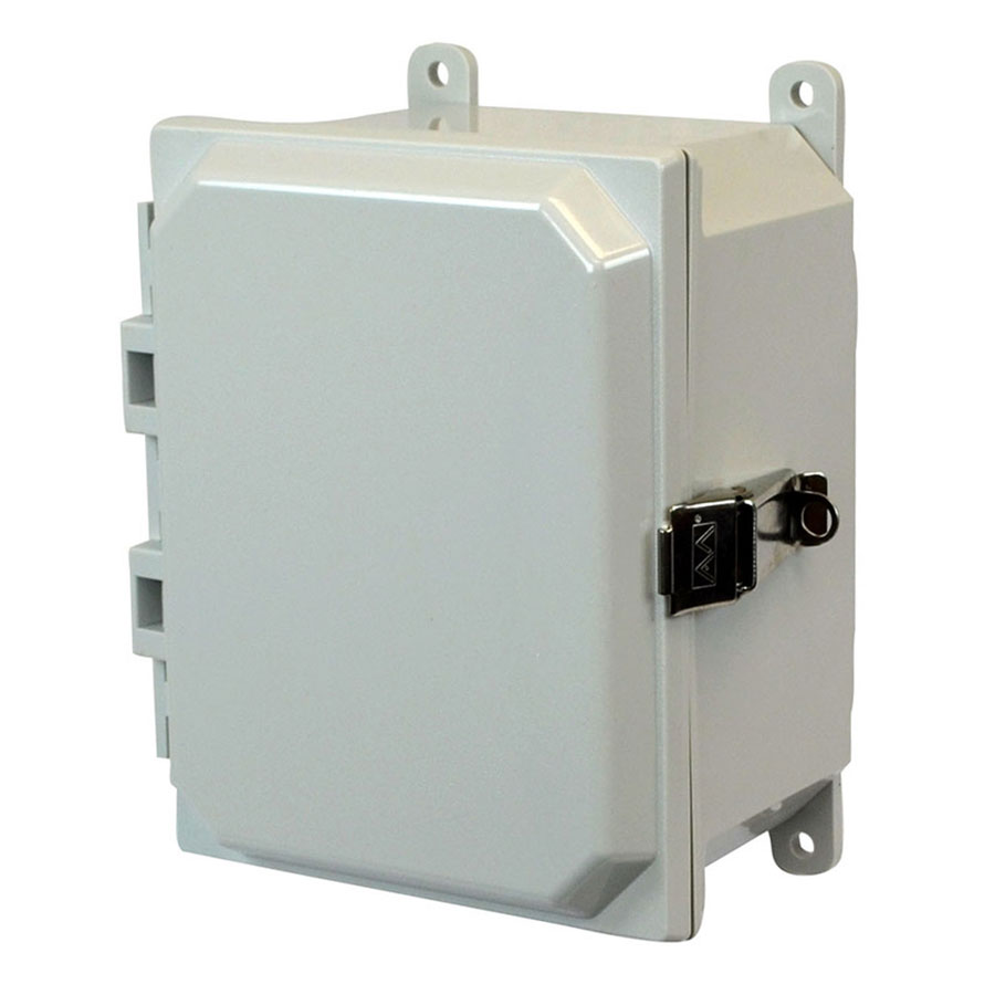 AMP864L Polycarbonate enclosure with hinged cover and snap latch