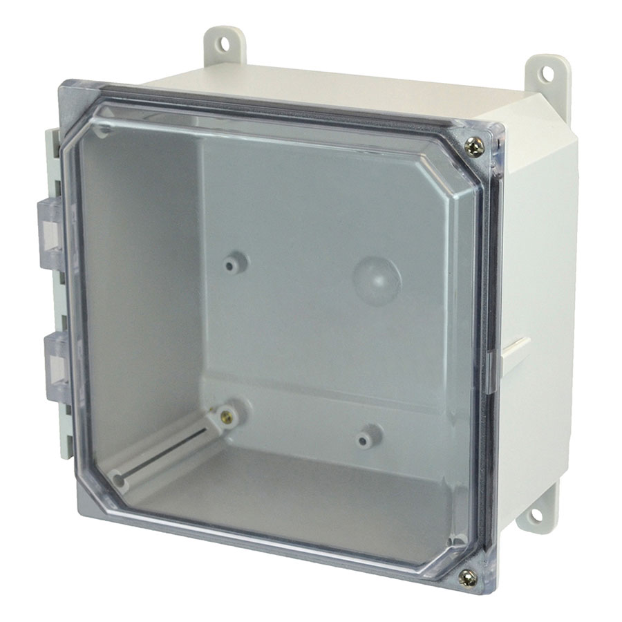 AMP884CCH Polycarbonate enclosure with 2screw hinged clear cover