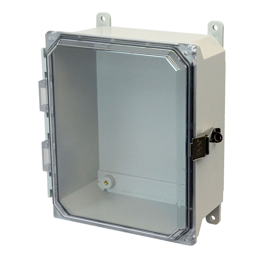 AMU1084CCL Fiberglass enclosure with hinged clear cover and snap latch