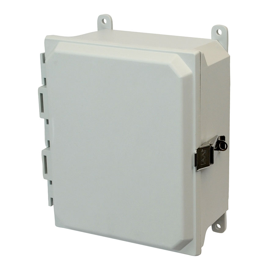 AMU1084L Fiberglass enclosure with hinged cover and snap latch