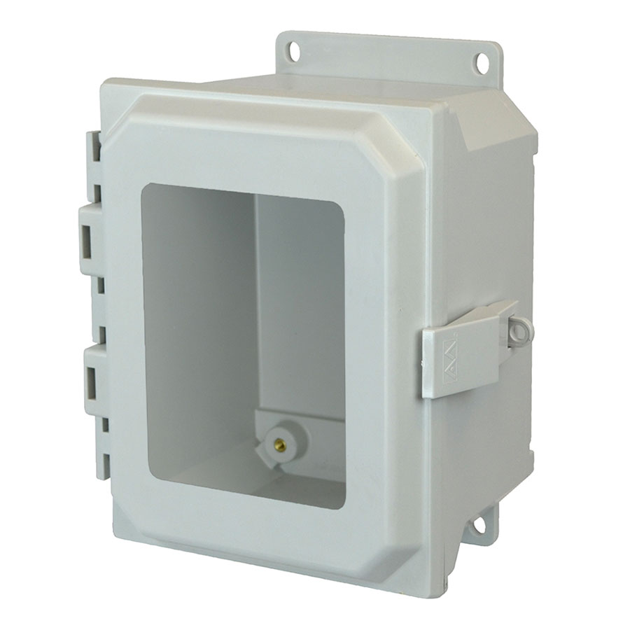 AMU1084NLWF Fiberglass enclosure with hinged window cover and nonmetal snap latch