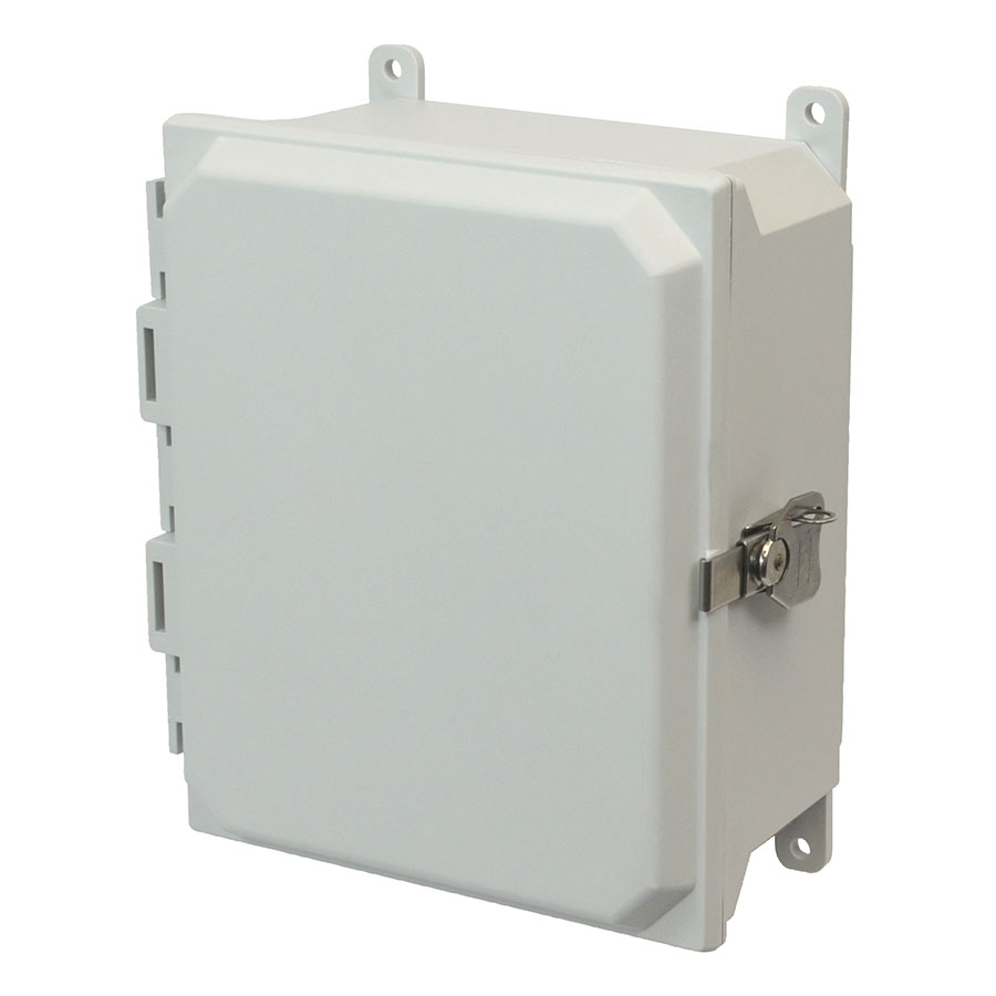 AMU1084T Fiberglass enclosure with hinged cover and twist latch