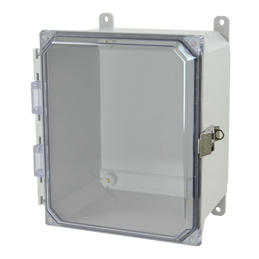 AMU1086CCL Fiberglass enclosure with hinged clear cover and snap latch