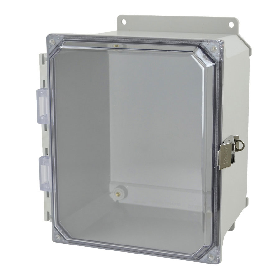 AMU1086CCLF Fiberglass enclosure with hinged clear cover and snap latch