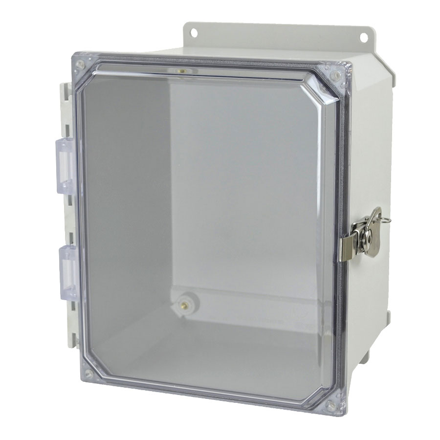 AMU1086CCTF Fiberglass enclosure with hinged clear cover and twist latch