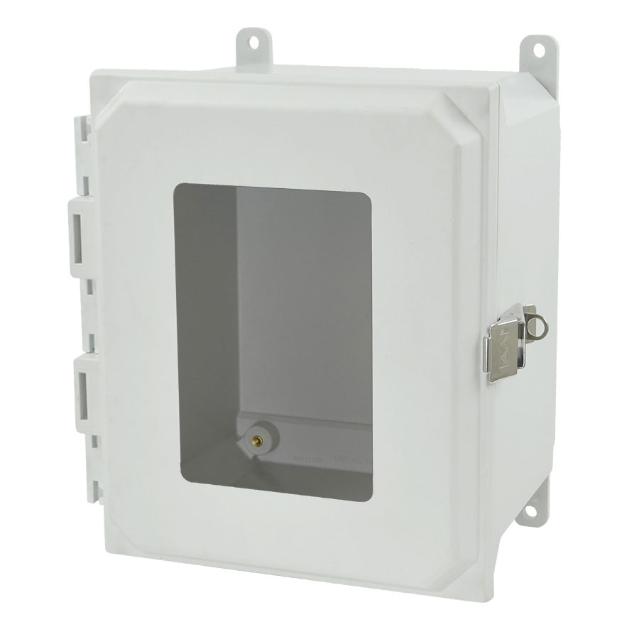 AMU1086LW Fiberglass enclosure with hinged window cover and snap latch