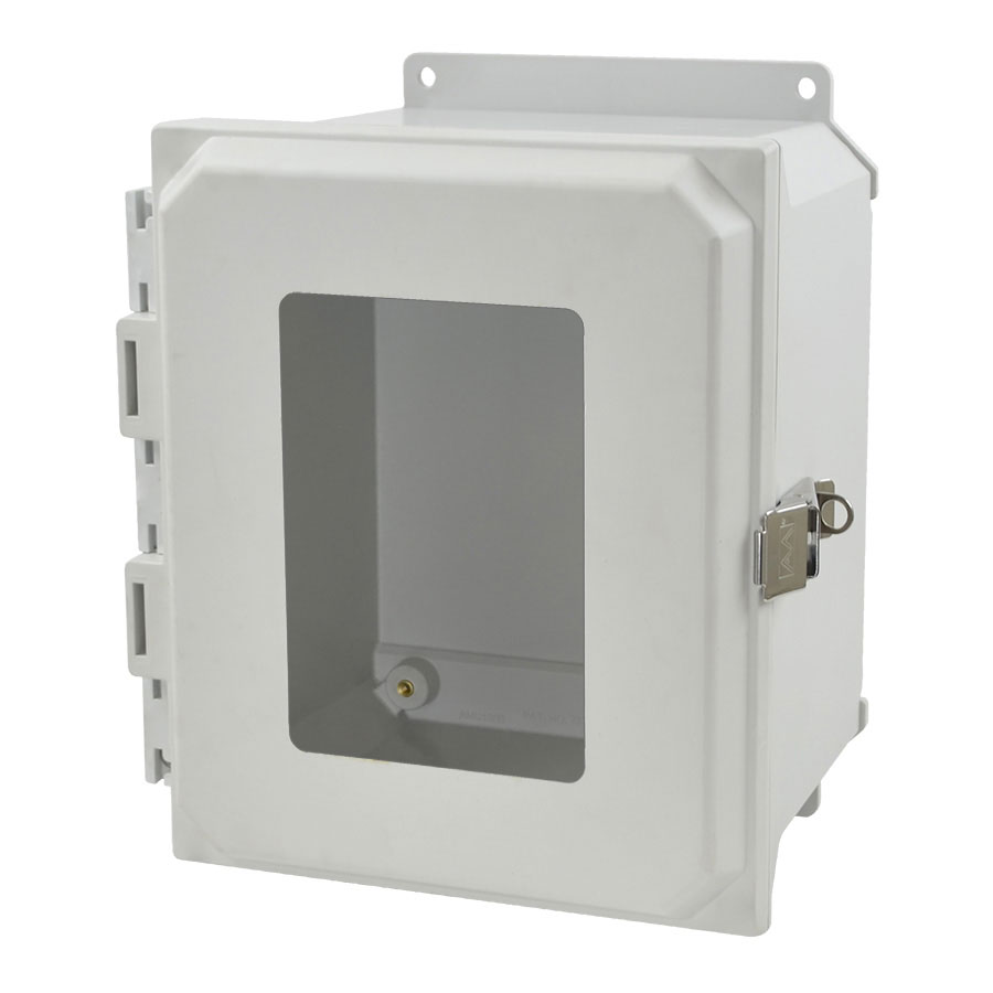 AMU1086LWF Fiberglass enclosure with hinged window cover and snap latch