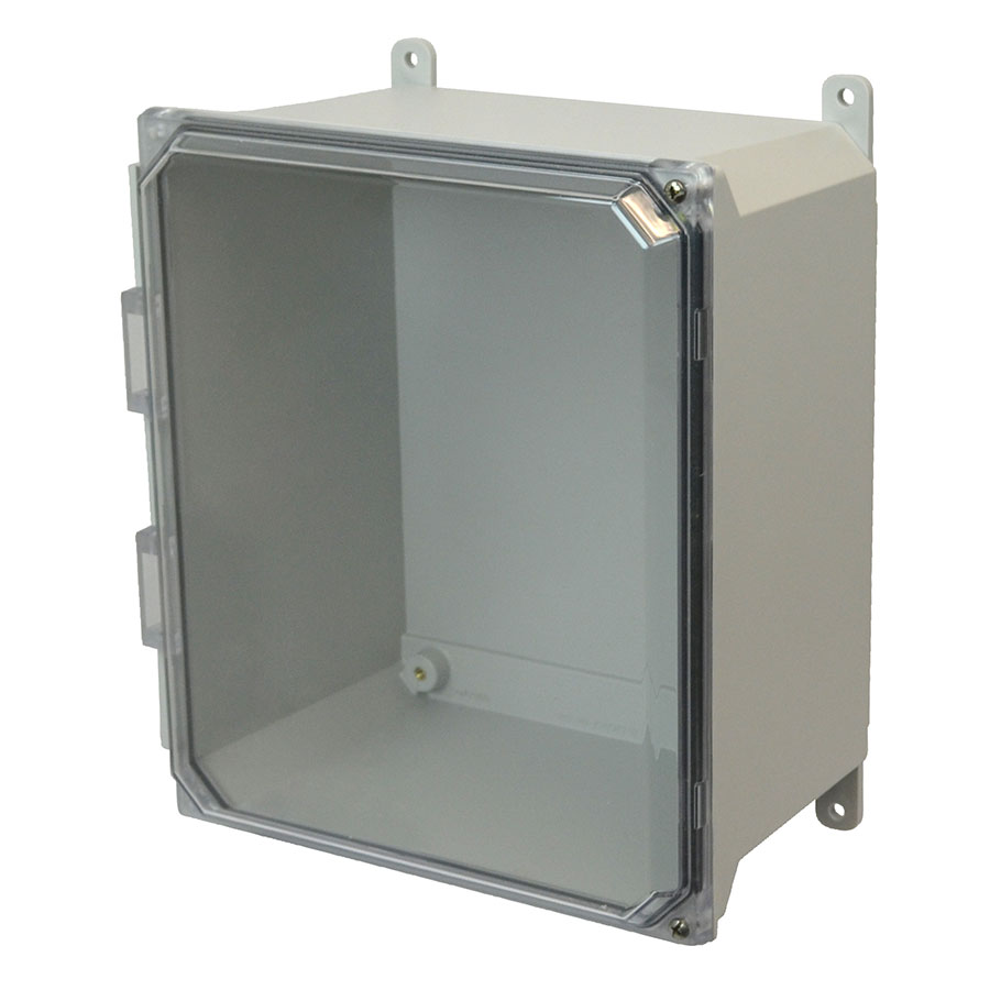 AMU1206CCH Fiberglass enclosure with 2screw hinged clear cover